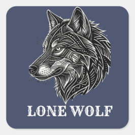 EENZAME WOLF VIERKANTE STICKER
