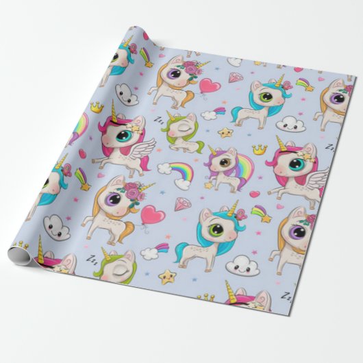Eenzamehoorn Liefdespatroon Cadeaupapier (Uitgerold)