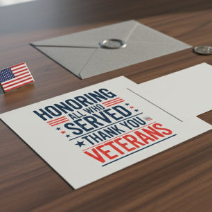 Eer aan allen die hebben gediend Dank u veteranen Kaart