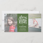 Eer aan de pasgeboren Koning Groen Wit Foto Feestdagenkaart (Voorkant)