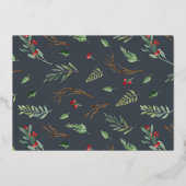 Eer aan God Groene takken Bessen & Schrift Foto Go Folie Feestdagenkaart (Achterkant)