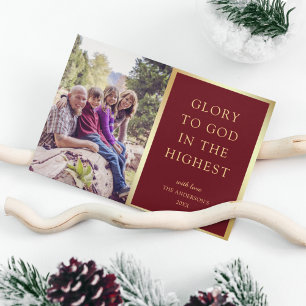 Eer aan God in den Hoge Kerst Foto Feestdagenkaart