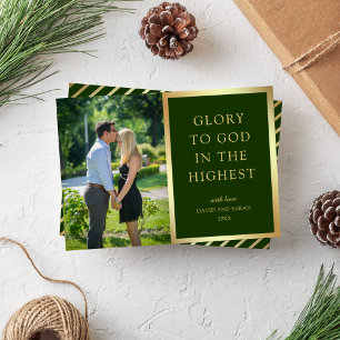 Eer aan God in den Hoge Kerst Foto Feestdagenkaart