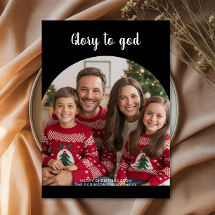 Eer aan God Kerst familie foto Vakantiewenskaart Feestdagenkaart