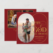 Eer aan God Religieus 2 Foto Script Christelijk Feestdagenkaart (Voorkant / Achterkant)