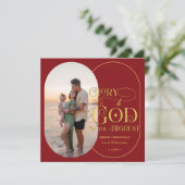 Eer aan God Religieus 2 Foto Script Christelijk Feestdagenkaart (Staand voorkant)