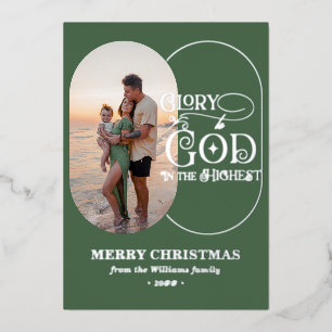 Eer aan God Religieus Christelijk 2 Foto Script Folie Feestdagenkaart