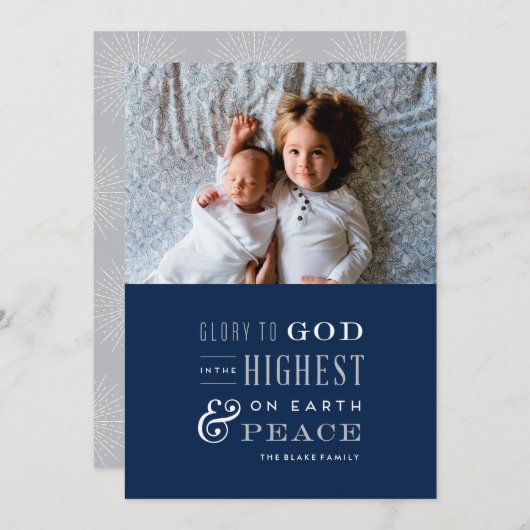 Eer aan God Religieuze Kerstkaart (Voorkant / Achterkant)