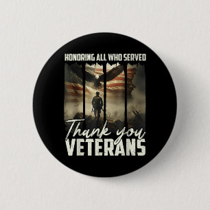 Eer aan wie diende Bedankt Veteranen Dag Patriotti Ronde Button 5,7 Cm
