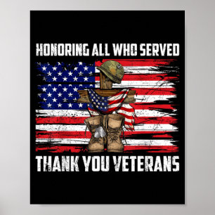 Eer aan wie gediend hebben Dank Veteranen USA-herd Poster
