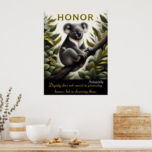 Eer bloesems in de vredige baars van Koala Poster (Keuken)
