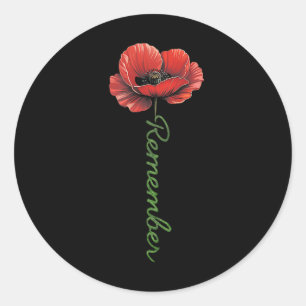 Eer en Onthoud Poppy Flower Language Crew Summ Ronde Sticker