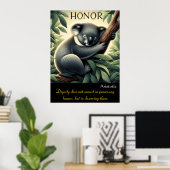 Eer gedijt temidden van serene Koala-rust Poster (Thuiskantoor)