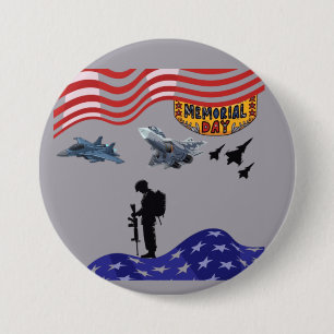 Eer op herdenkingsdag grijs ronde button 7,6 cm