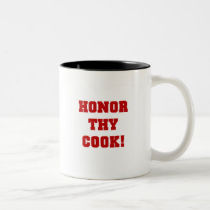Eer uw Cook Tshirts en geschenken Tweekleurige Koffiemok