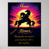 Eer verenigt Drie paarden in de schemering Poster (Voorkant)