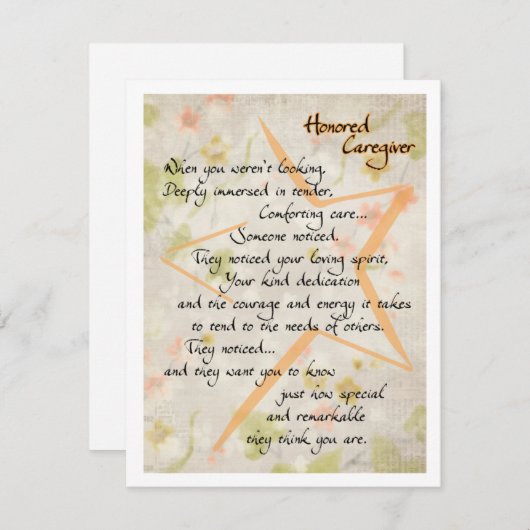 Eer verzorger Bedankkaart Feestdagenkaart (Voorkant / Achterkant)