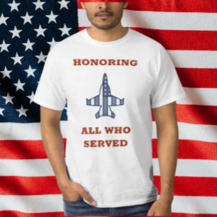 Eerbetoon aan allen die dienden Patriotisch straal T-shirt