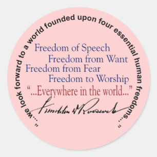 Eerbetoon aan FDR Four Freedoms Ronde Sticker