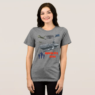 Eerbetoon aan machtige militaire grijs Tri-Blend shirt
