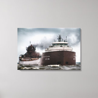 Eerbiedwaardige James L Oberstar schip op Lake Sup Canvas Afdruk