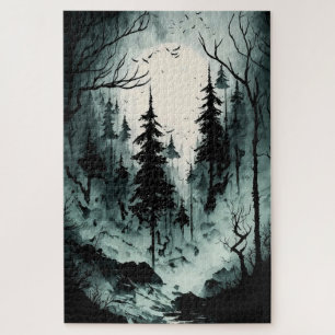 Eerie Black and White Forest Volults 1000 Piece Legpuzzel