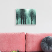 Eerie Enchantment: maanlicht in een mistig bos Canvas Afdruk (Insitu (Woonkamer))