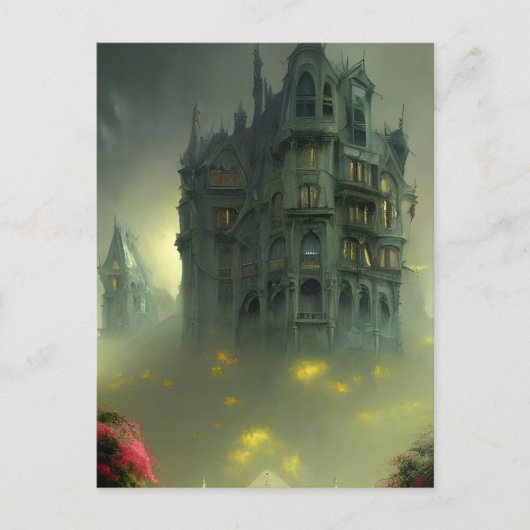 Eerie Gothic Mansion Digital Art Briefkaart (Voorkant)