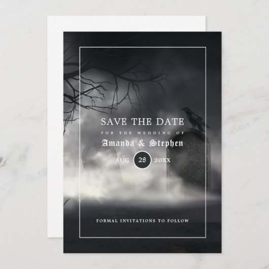 Eerie Gothic Wedding Save the Date (Voorkant / Achterkant)