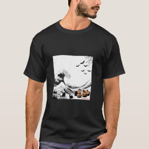 Eerie Hokusai Vague avec T-shirt Chats Halloween