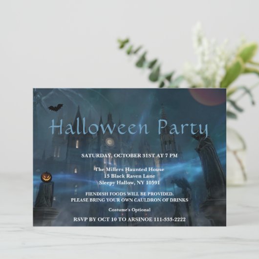 Eerie Night Halloween Fête Invitation (Debout devant)