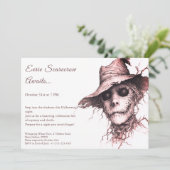 Eerie Scarecrow Halloween Invitation noir et blanc (Debout devant)