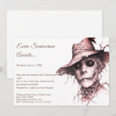 Eerie Scarecrow Halloween Invitation noir et blanc (Devant / Derrière)