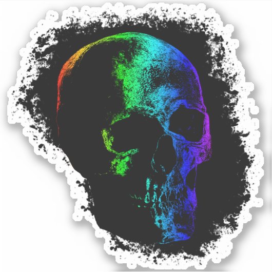 EERIE SKULL-regenboog Sticker (Voorkant)