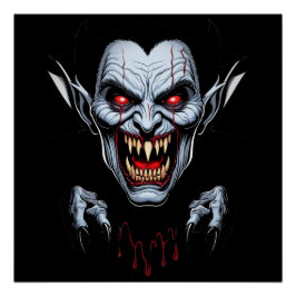 Eerie Vampire Face Glossy Poster Perfect Poster