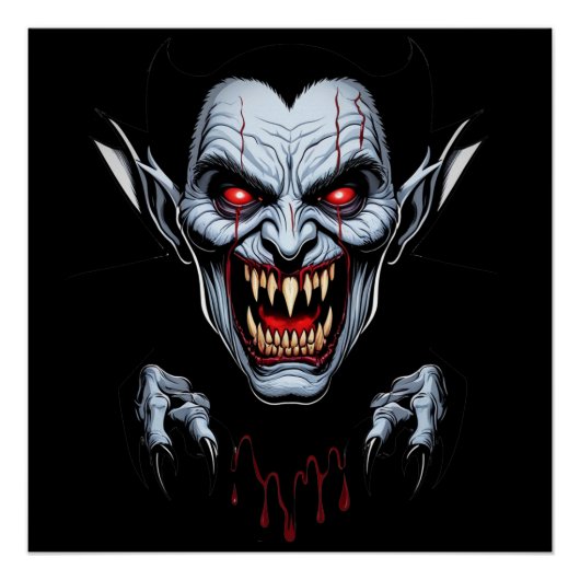 Eerie Vampire Face Glossy Poster Perfect Poster (Voorkant)