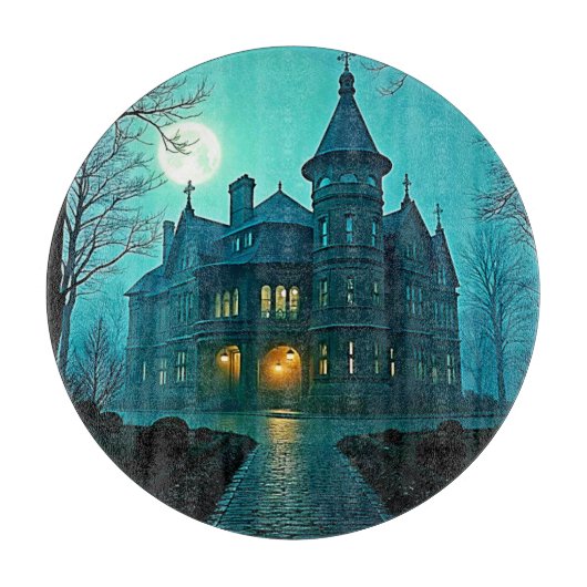 Eerie Victoriaans Mansion Moonlight Snijplank (Voorkant)