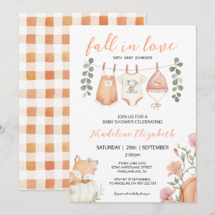 Eerlijk Gevallen in Liefde Herfst Waslijn Baby Sho Kaart
