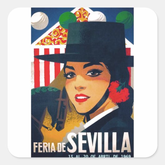 Eerlijk Poster Sevilla april 1969 Vierkante Sticker (Voorkant)