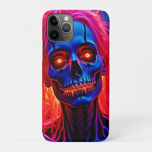 Eerlijk skelet met roze haarontwerp iPhone 11 pro hoesje