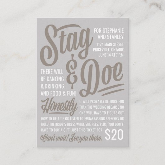 Eerlijk Ticket Stag & Doe (Voorkant)