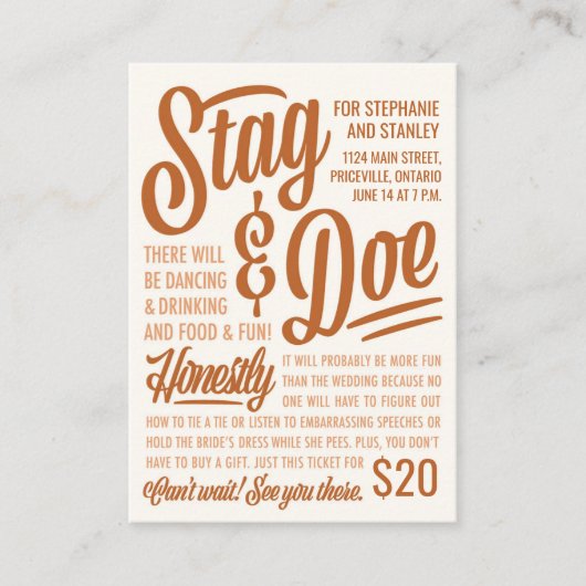 Eerlijk Ticket Stag & Doe (Voorkant)