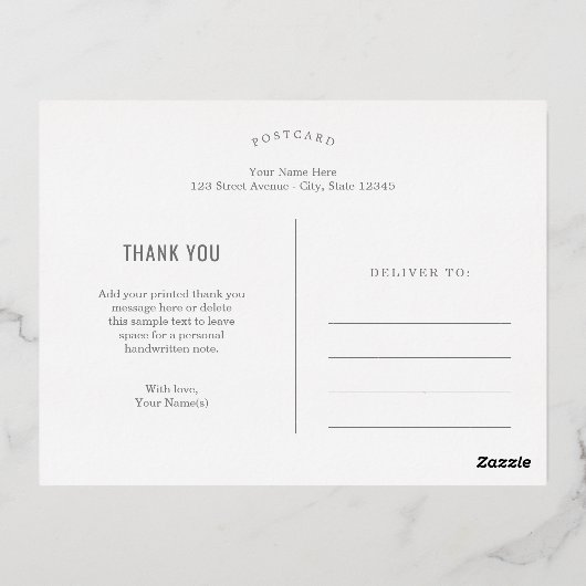 Eerlijke Dank FOIL Bedankkaart Folie Feestdagen Briefkaart (Achterkant)