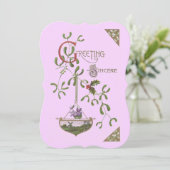 "Eerlijke Groet" Vintage blanco Kaart (Staand voorkant)