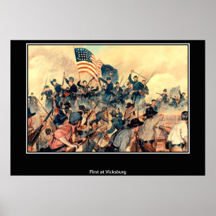 Eerst bij Vicksburg Amerikaanse Burgeroorlog Poster