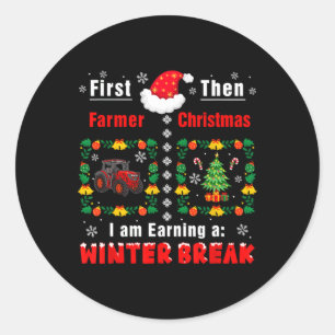 Eerst boer dan kerst verdienen een winterstop plez ronde sticker