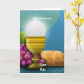 Eerst communie geschenken Eucharistie gepersonalis Kaart (Gele Bloem)