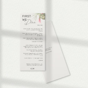 Eerst dineren we tropische bloemen bruiloft menu