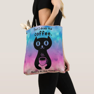 Eerst drink ik de koffie, dan doe ik dit draagtas