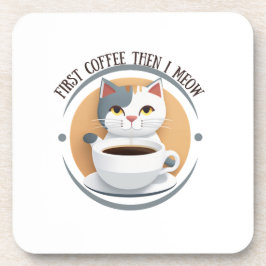 Eerst koffie, dan miauw ik een Schattigee kat Bier Onderzetter